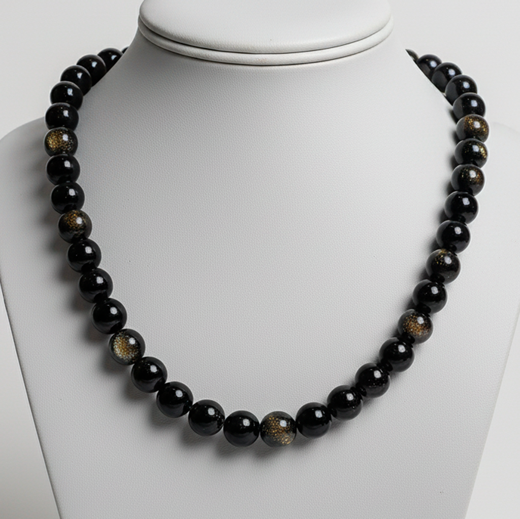 Обсидіан Золотий Ø8 намисто, 0604ОО, фото 1