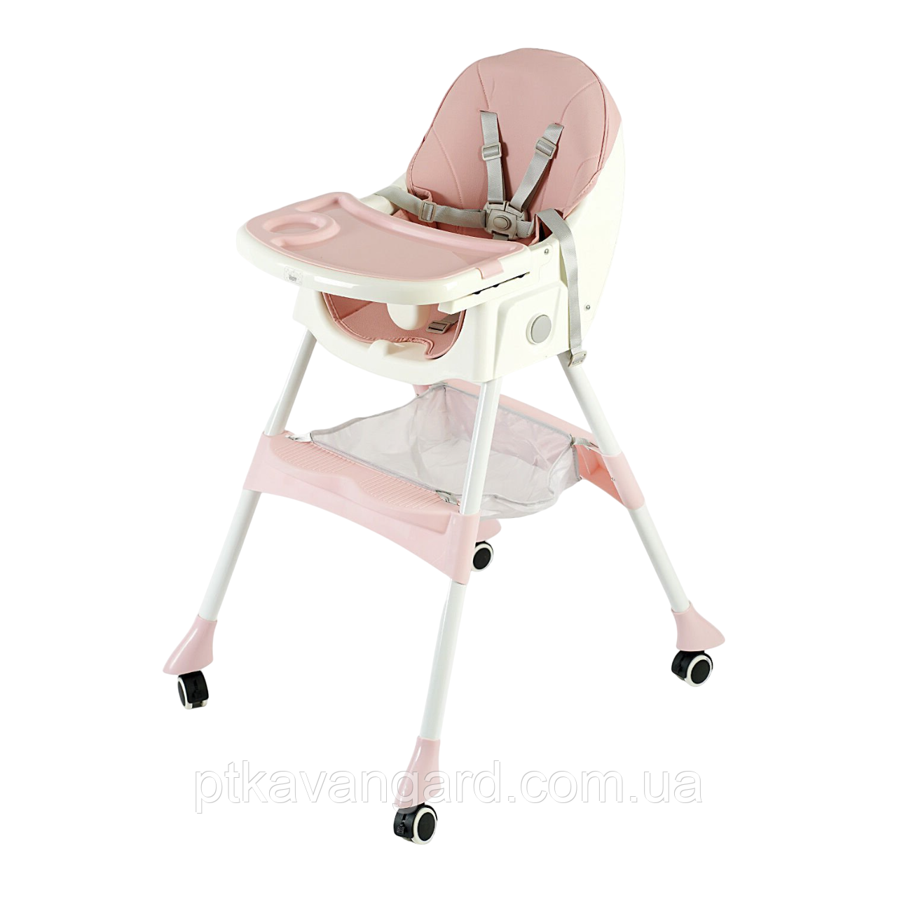 Дитячий стільчик для годування Toti FR- 30608 (знімний столик, опускна спинка) рожевий, фото 1