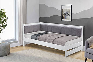 Кутове ліжко Лілі біле 90х200 м'яке узголів'я сірий ліве TM Мікс-Меблі, фото 2