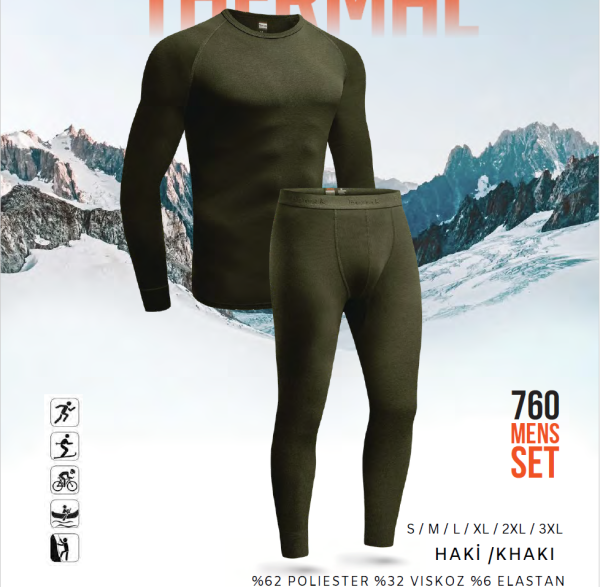 Термокомплект чоловічий легінси + реглан 52/54р TM Berrak (Туреччина) хакі, фото 1