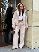 Бежевий спортивний жіночий костюм дуже теплий на осінь-зиму