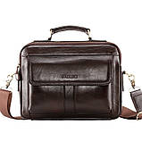 Чоловіча сумка через плече Сумка портфель Барсетка Чоловіча шкіряна сумка для документів планшет Коричневий, фото 3