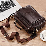 Чоловіча сумка через плече Сумка портфель Барсетка Чоловіча шкіряна сумка для документів планшет Коричневий, фото 4