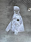 Біла молодіжна куртка-вітровка stone island з патчем спортивна чоловіча куртка стонік на блискавці с капюшоном, фото 3