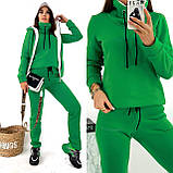 Стильний трикотажний теплий жіночий костюм-трійка: штани + худі +жилетка на хутрі р.42-48. Арт-3304/14, фото 3