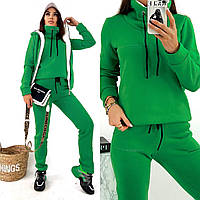 Стильний трикотажний теплий жіночий костюм-трійка: штани + худі +жилетка на хутрі р.42-48. Арт-3304/14 графіт