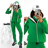 Стильний трикотажний теплий жіночий костюм-трійка: штани + худі +жилетка на хутрі р.42-48. Арт-3304/14, фото 4