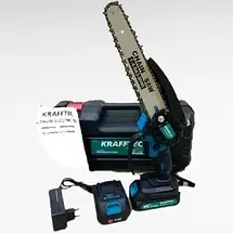Акумуляторна ланцюгова пила Krafftec 48V 6Ah – компактна пила 15 см, 2 АКБ, 6000 об/хв, кейс, фото 5