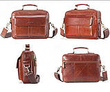 Чоловіча сумка через плече Сумка портфель Барсетка Чоловіча шкіряна сумка для документів планшет Коричневий, фото 2