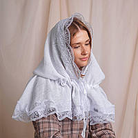 Палантин "Королівський-1" для дорослих Молочний Льон жаккард арт.91448815  80*120 см.(р)