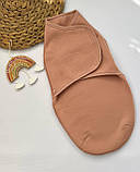 Тепла пелюшка кокон на липучці для новонароджених (тринитка начос), фото 4