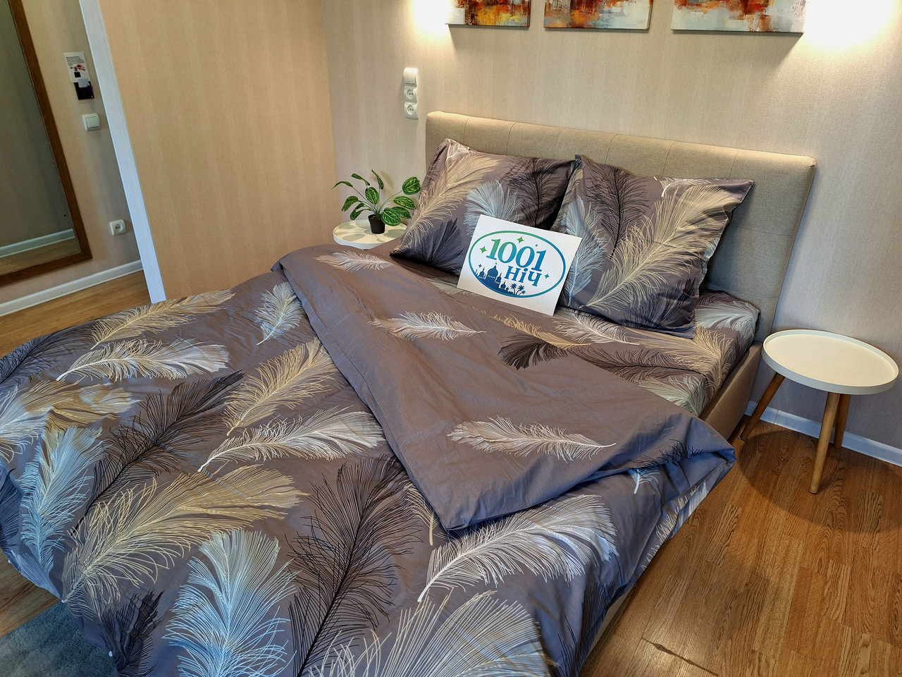 Комплект постільної білизни Сатин №с17 Євро на кнопках