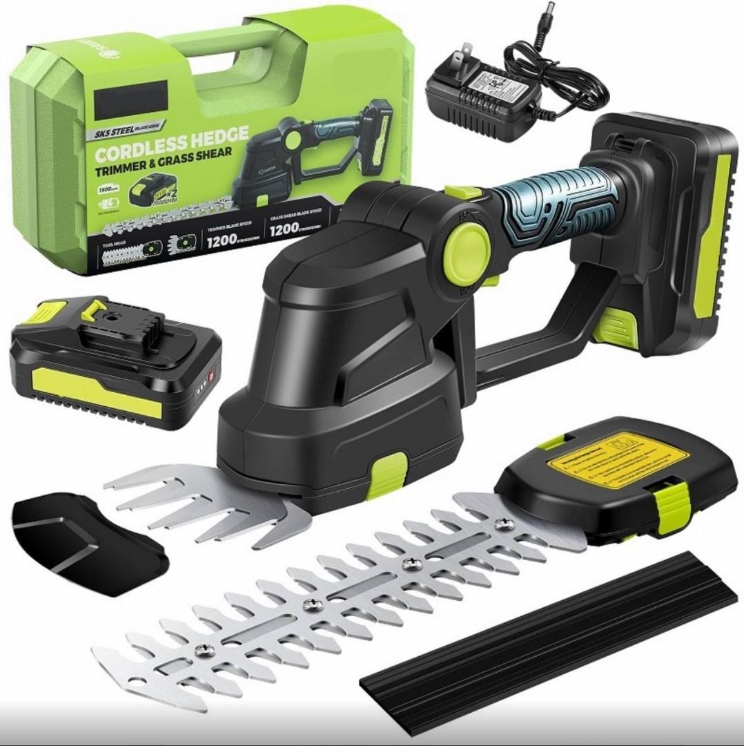 Акумуляторні ножиці-кущоріз Krafftec 2 в 1 (з 2 акумуляторами, зарядним пристроєм та кейсом)