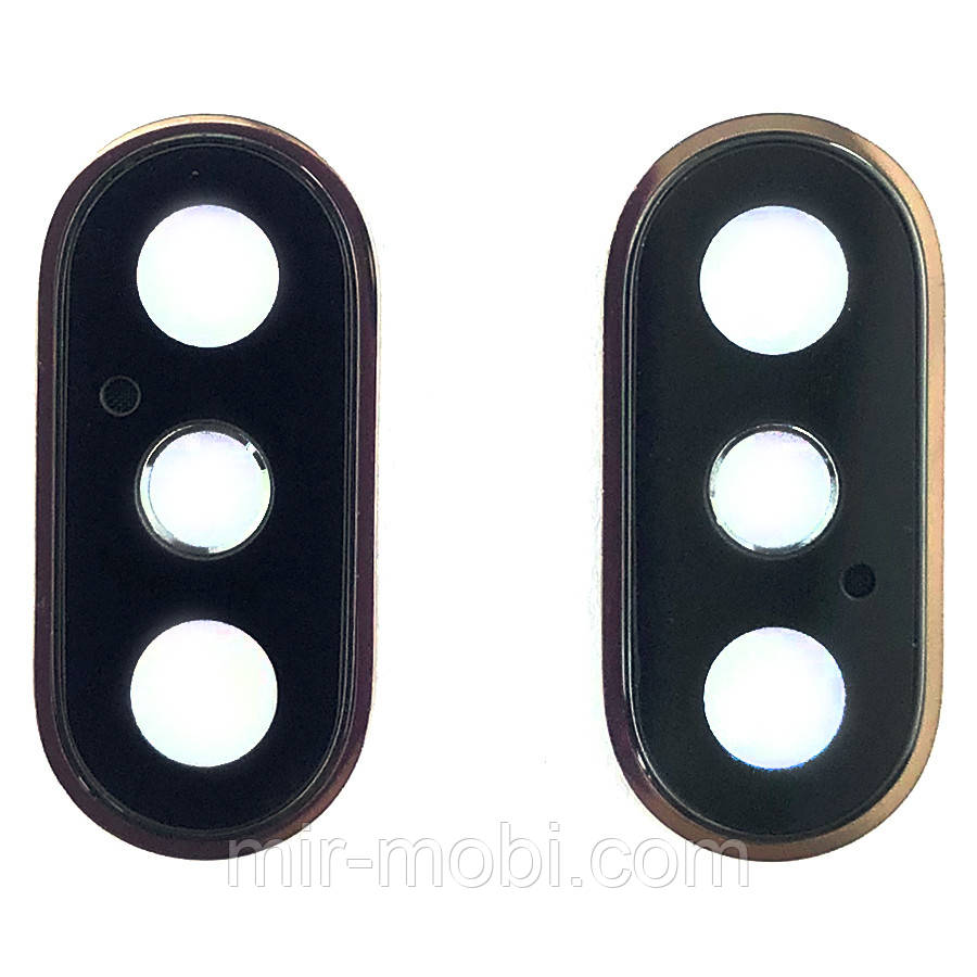 Скло камери Apple iPhone XS, iPhone XS Max (у золотистій рамці)