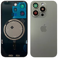 Задня кришка Apple iPhone 15 Pro (сіра Natural Titanium з рамкою, склом камер і магнітом)
