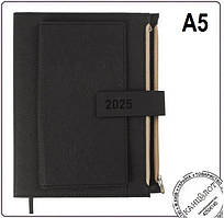 Щоденник датований 2026 ENIGMA, A5, чорний, штуч. шкіра/поролон (BM.2113-01)