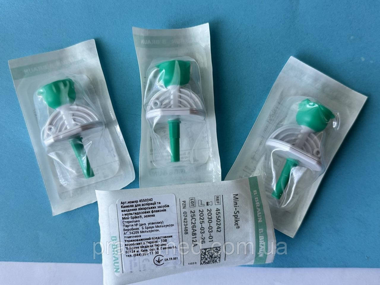 Канюля для аспірації та введення лікарських засобів з мультидозових флаконів "B.Braun Mini Spike",зелена, фото 1