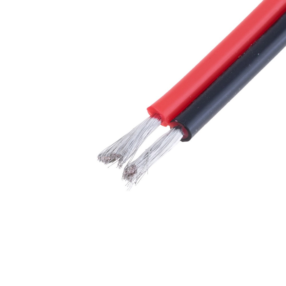 Силіконовий провід 2-жильний 16AWG (1.3mm2-252/0.08TS) чорний, червоний, 1м