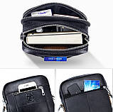 Чоловіча сумка через плече Натуральна шкіра Барсетка Чоловіча шкіряна сумка для документів планшет Чорний, фото 7