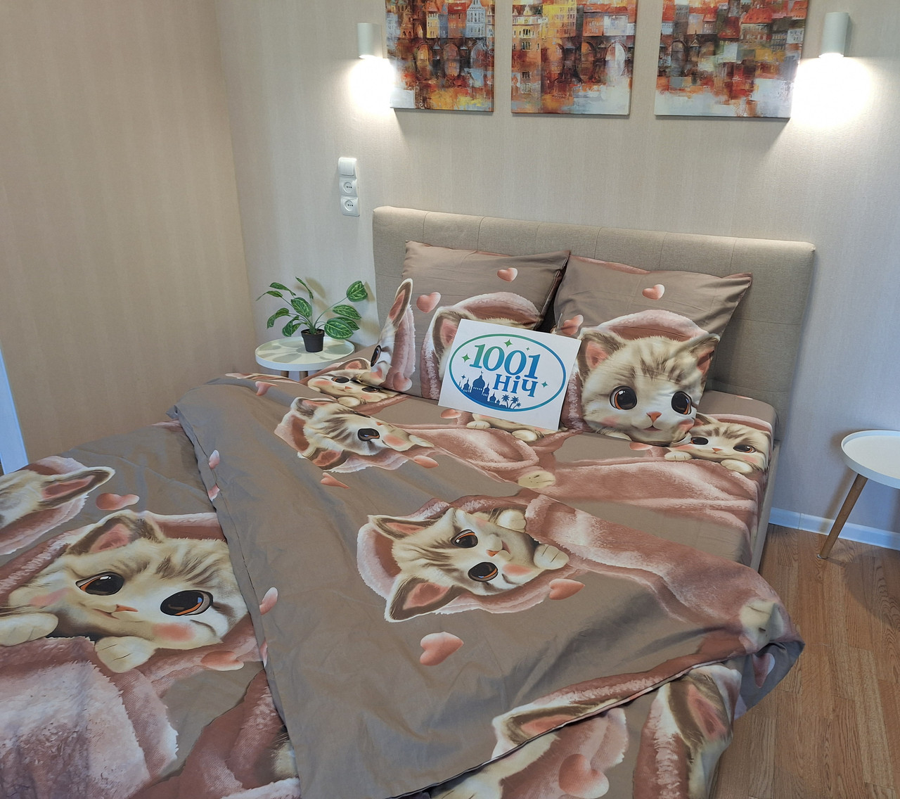 Комплект постільної білизни Сатин №с20 Полуторний на кнопках