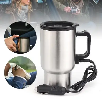 Термокухоль автомобільна Electric Mug CUP 2240 450 мл 12V, підігрів кави, чаю, супу, герметична кришка, антиковзне дно, фото 1