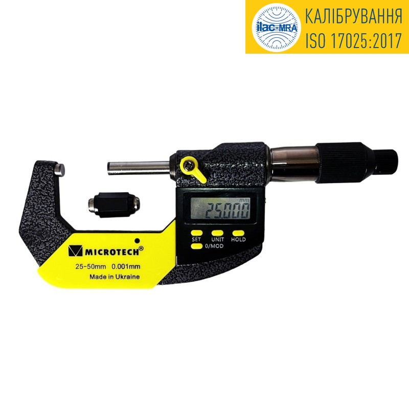 Мікрометр цифровий Мікротех МКЦ-50 клас точності 1 (25-50 мм/0.001; ±0,002) IP-65. Україна, фото 1