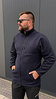 Флісова тепла чоловіча кофта на замку зимова синя
