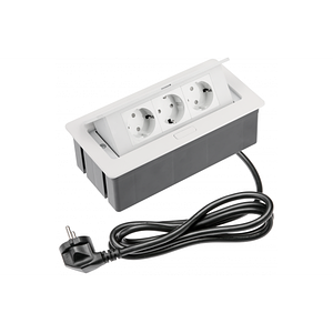 Подовжувач Вбудований Soft 3X гн. Schuko, Кабель 1,5М З мережевою Вилкою, Білий (Ae-Pbsc3Gs-10) GTV