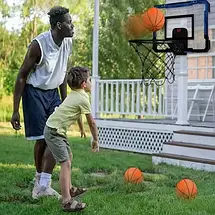 Дитячий баскетбольний набір з електронним табло, металеве кільце, м’яч і насос, настінний, для активних ігор вдома, фото 3