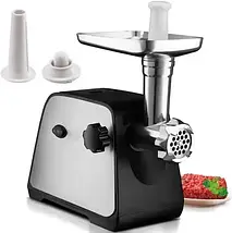 Електрична м’ясорубка Domotec MS-2028 4500 Вт, 1 кг/хв, насадки для ковбас і кебе, реверс, металевий лоток, фото 2