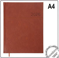 Щотижневик датований 2026 ORION, A4, світло-коричневий, штуч. шкіра/поролон (BM.2783-18)