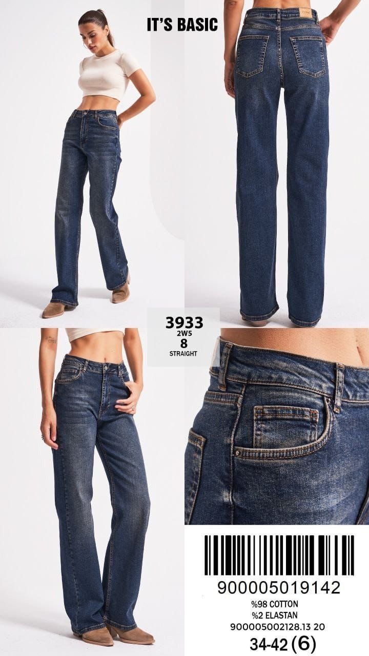 Джинси прямі жіночі труби сині, фото 1