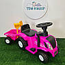 Дитяча електромобіль каталка толокар 2 в 1 Трактор M 6153 з причепом і інструментами Рожевий, фото 10