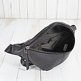 Шкіряна поясна сумка жіноча бананка через плече чорна з натуральної шкіри, фото 3