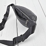 Шкіряна поясна сумка жіноча бананка через плече чорна з натуральної шкіри, фото 5