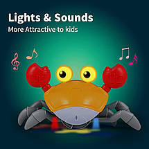 Інтерактивна іграшка Краб на акумуляторі з музикою, світлом, рухом та зарядкою Type-C для дітей, фото 5