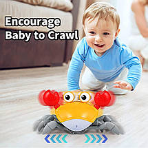 Інтерактивна іграшка Краб на акумуляторі з музикою, світлом, рухом та зарядкою Type-C для дітей, фото 2