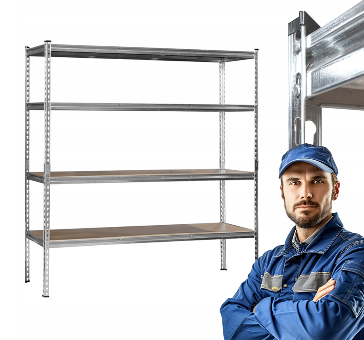 Металевий стелаж для зберігання Mirpol 4 полиці 180×170×60 см, складний, вантажопідйомність 1200 кг для підвалу, складу та