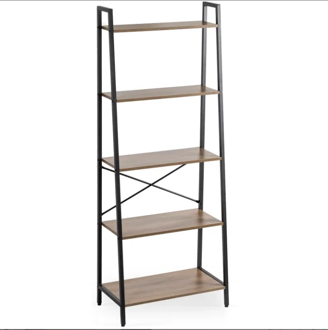 Стелаж у стилі лофт чорний/горіх MEBEL ELITE 164х64х34 см відкрита полиця для книг, офісу, дитячої кімнати та декору, фото 1