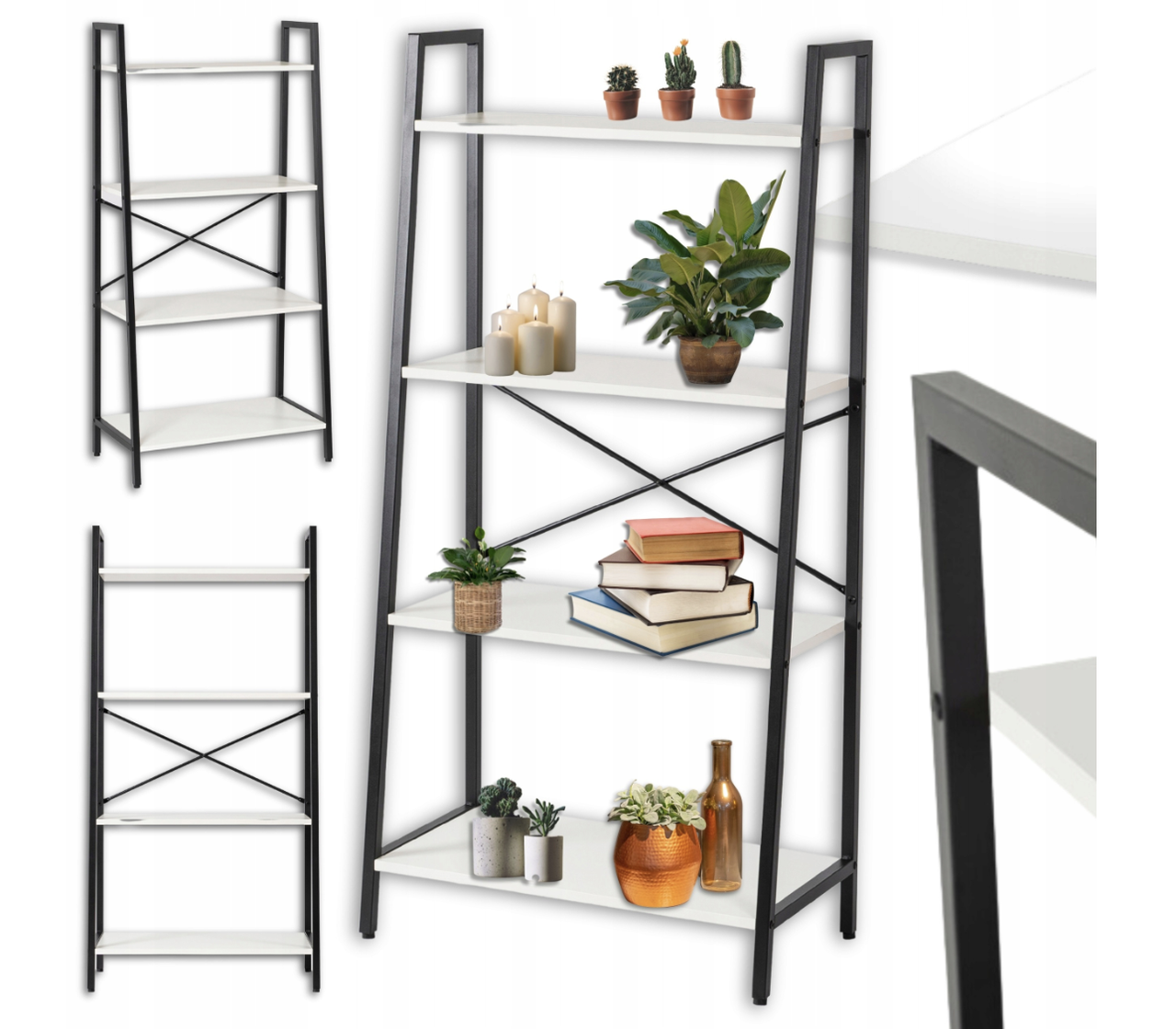 Стелаж у стилі лофт білий/чорний MEBEL ELITE 131х64х34 см відкрита полиця для книг, офісу, дитячої кімнати та декору, фото 1