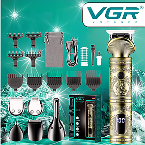 Професійний набір для стрижки VGR V-106 14 насадок триммер для обличчя та тіла бороди та волосся LED дисплей