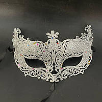 Маска карнавальна жіноча з блискітками one size сріблястий