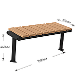 Лавка на кладовище без спинки 1 м (сталь/натуральне дерево), фото 3