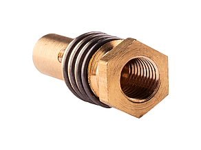 Розпилювач газу латунний для зварювальних пальників MIG/MAG VITA (ES-0018) М8×1 різьба внутрішня права з пружиною, коротка юбка