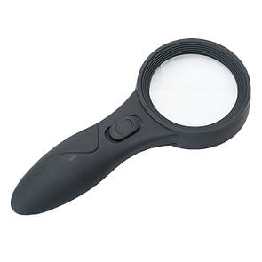 Лупа ручна з LED і UV-підсвіткою, збільшення 4x, діаметр лінзи 65 мм TH-600559