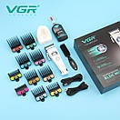 Акумуляторна машинка для стриження (clipper) VGR V-880C WHITE, EXTERNAL ROTOR MOTOR, MIM BLADE, 11 насадок,, фото 2