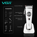 Акумуляторна машинка для стриження (clipper) VGR V-880C WHITE, EXTERNAL ROTOR MOTOR, MIM BLADE, 11 насадок,, фото 3