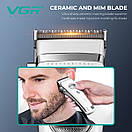 Акумуляторна машинка для стриження (clipper) VGR V-880C WHITE, EXTERNAL ROTOR MOTOR, MIM BLADE, 11 насадок,, фото 5