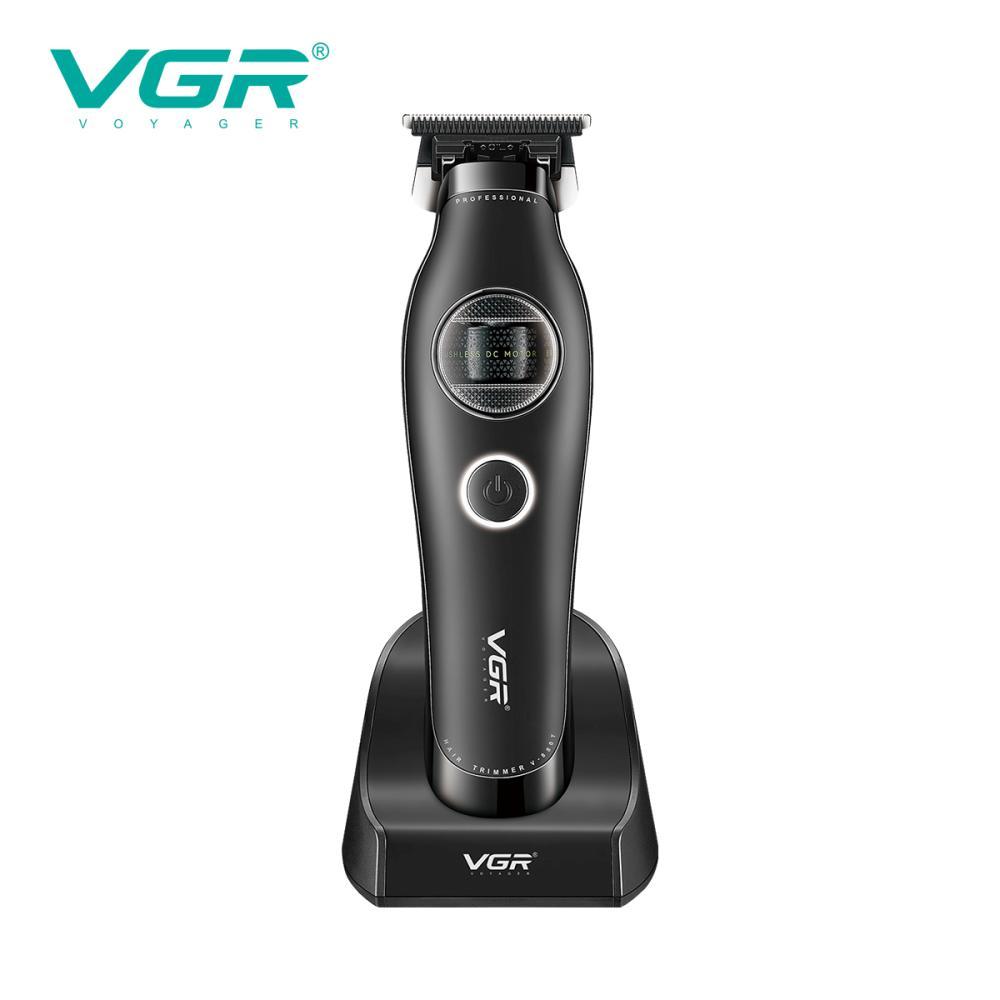 Тример VGR V-880T BLACK, EXTERNAL ROTOR MOTOR, MIM BLADE, 4 насадки, док-станція, фото 1