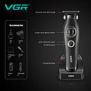 Тример VGR V-880T BLACK, EXTERNAL ROTOR MOTOR, MIM BLADE, 4 насадки, док-станція, фото 2